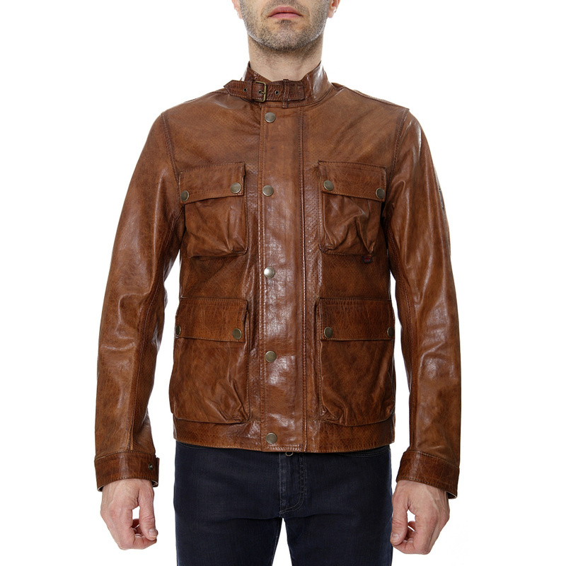Veste En Cuir Belstaff Homme Marron Pas Cher